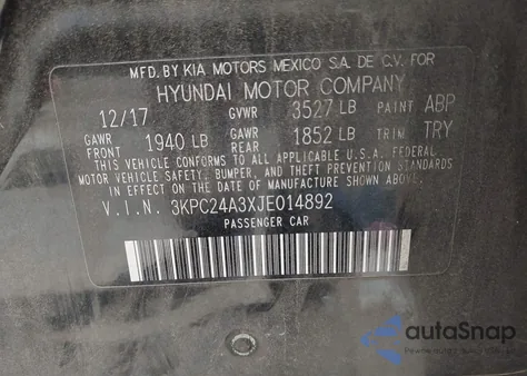 2018 Hyundai Accent Se z USA, uszkodzony, nr VIN 3KPC24A3XJE014892